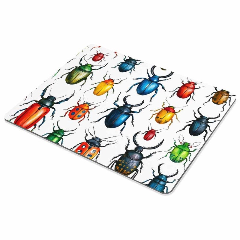 Smooffly Beetles Mouse Pad Custom,Colorful Kinds of Beetle Watercolor Hexapod Bug Personalized Rectangle Mouse Pad - Image 3